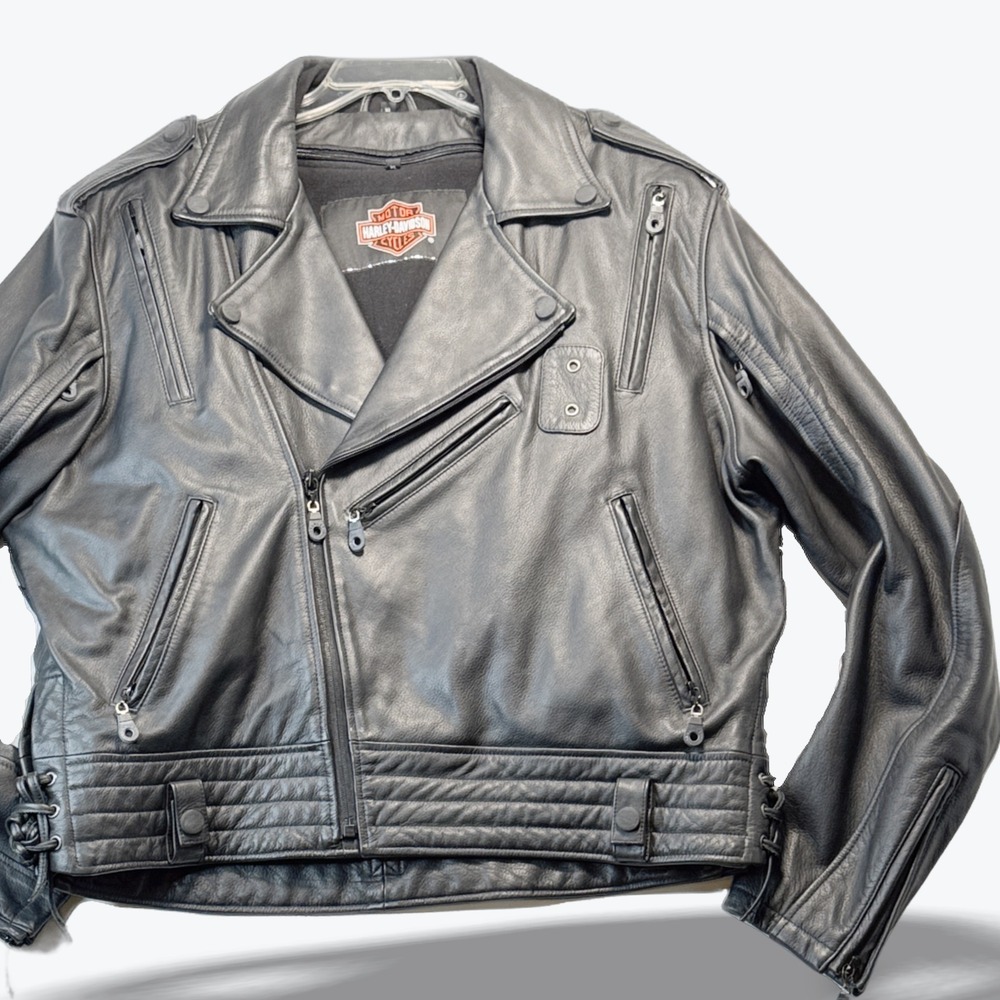 Harley-Davidson Leather Biker Jacket TFL Cool System Heavyweight Black Size XL